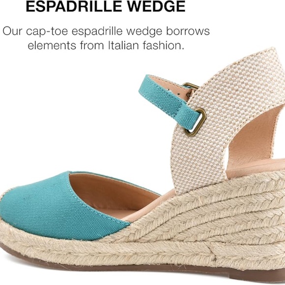 NIB Journee Collection Womens Ashlyn Linen Ankle Strap Wedge Sandals - 7.5 - Picture 3 of 6